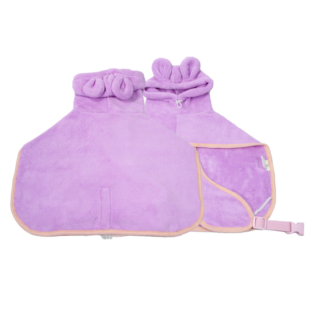 Purple Hooded Dog Bathrobe - Super Absorbent, Adjustable Fit, Cozy Pet Towel Size : XL