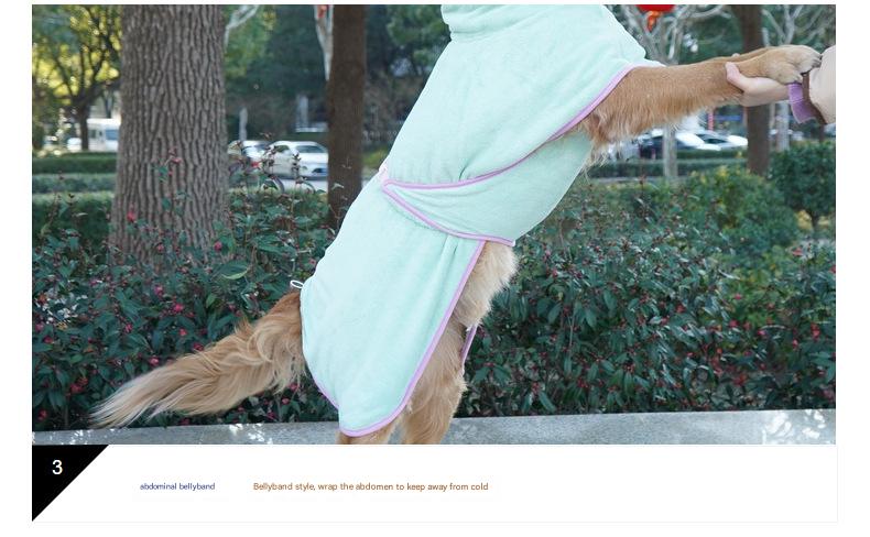Green Hooded Dog Bathrobe - Super Absorbent, Adjustable Fit, Cozy Pet Towel Size : S