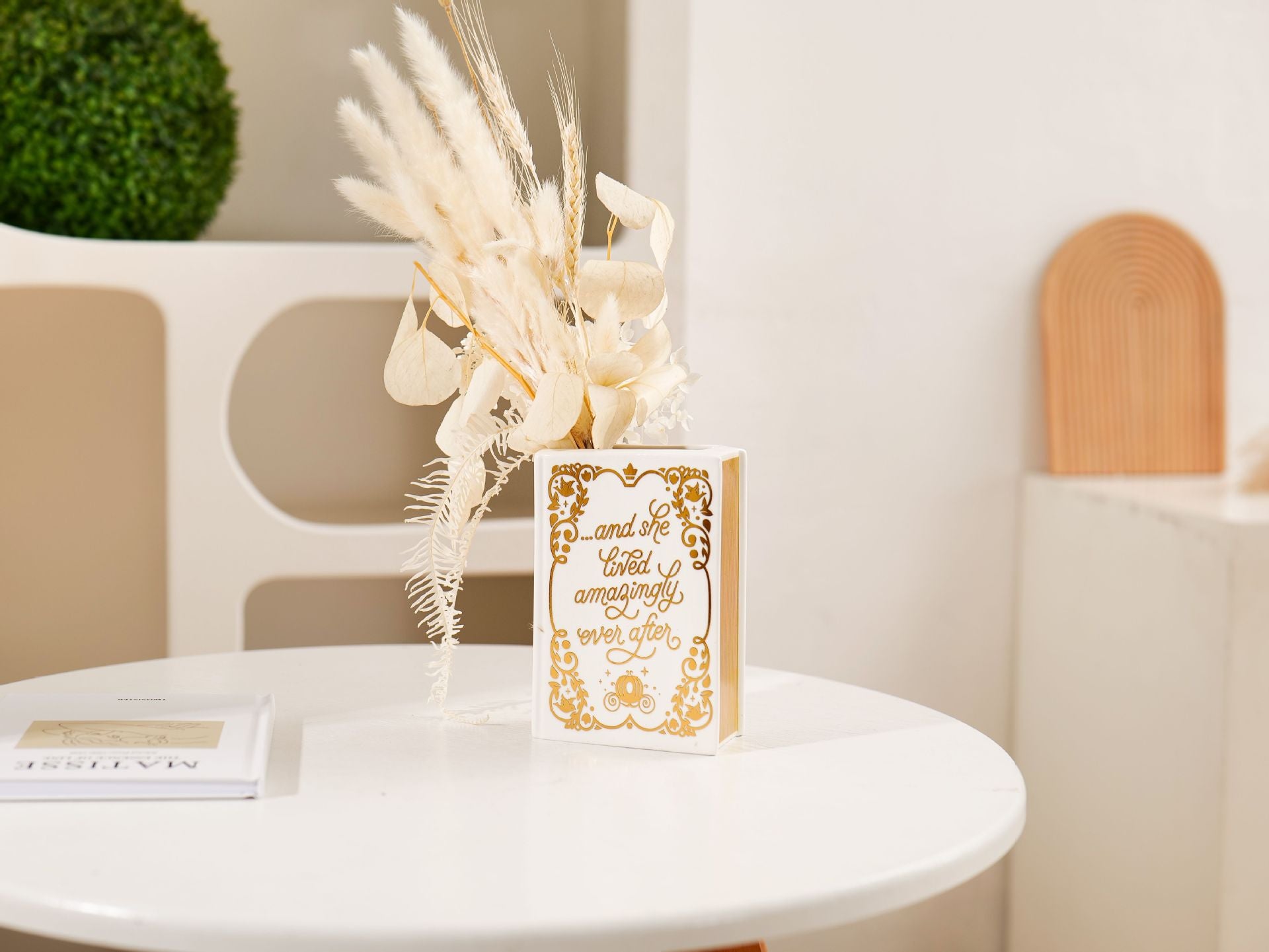 Literary Book Vase - Creative Ceramic Planter & Desk Organizer Golden Book