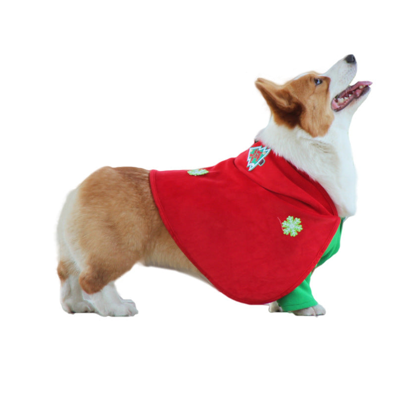Christmas Dog Costume - Festive Hooded Cape & Green Jumpsuit Outfit Size : 3XL