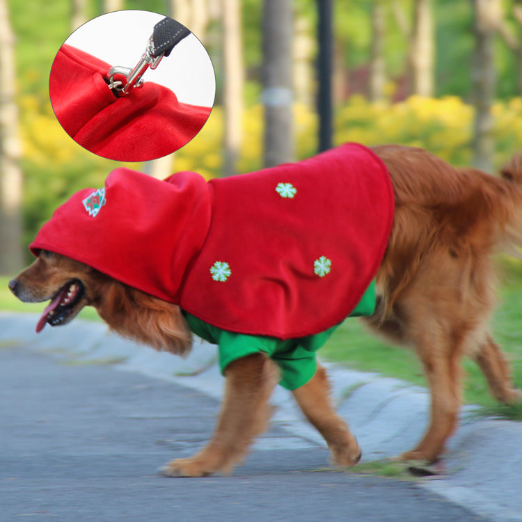 Christmas Dog Costume - Festive Hooded Cape & Green Jumpsuit Outfit Size : 4XL