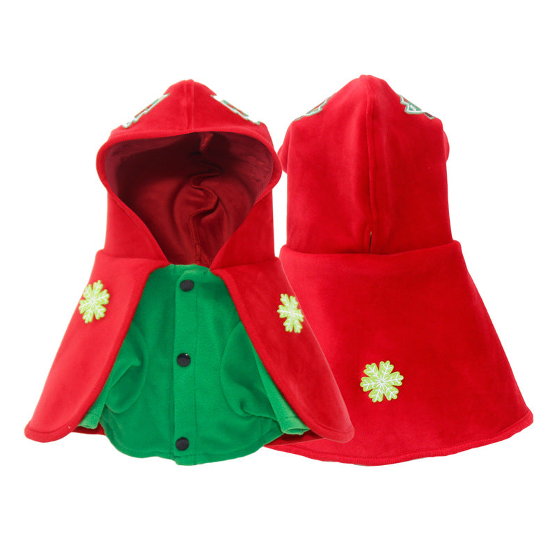 Christmas Dog Costume - Festive Hooded Cape & Green Jumpsuit Outfit Size : 4XL