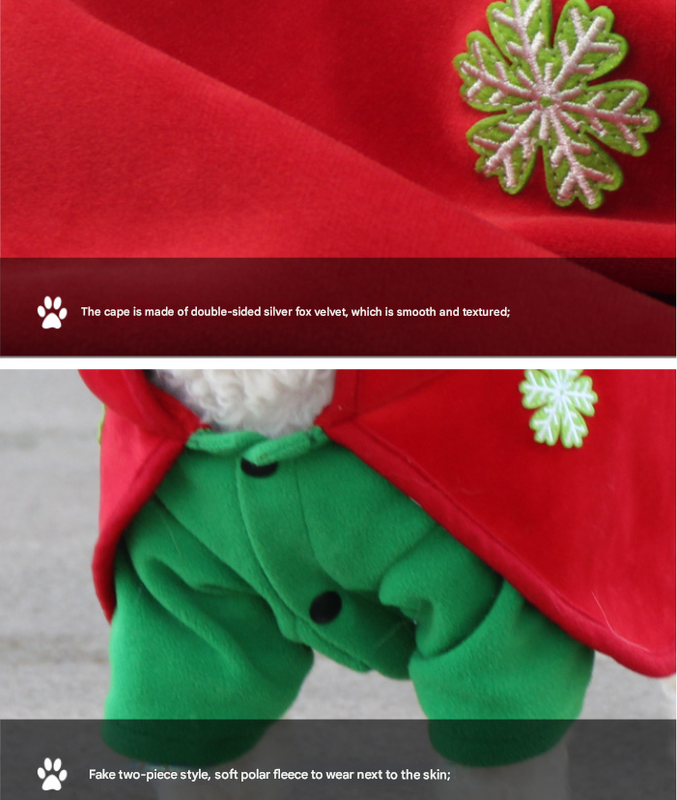 Christmas Dog Costume - Festive Hooded Cape & Green Jumpsuit Outfit Size : 4XL