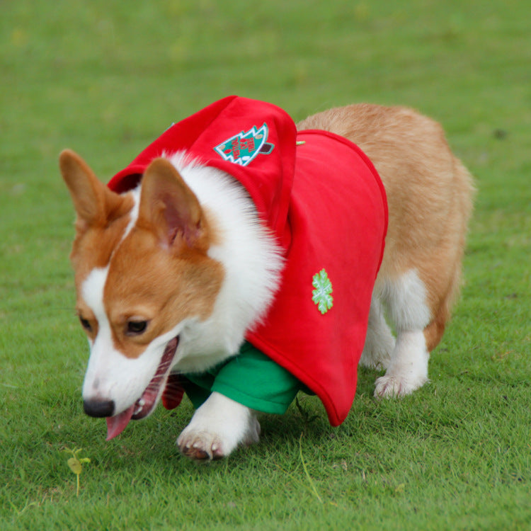 Christmas Dog Costume - Festive Hooded Cape & Green Jumpsuit Outfit Size : 6XL