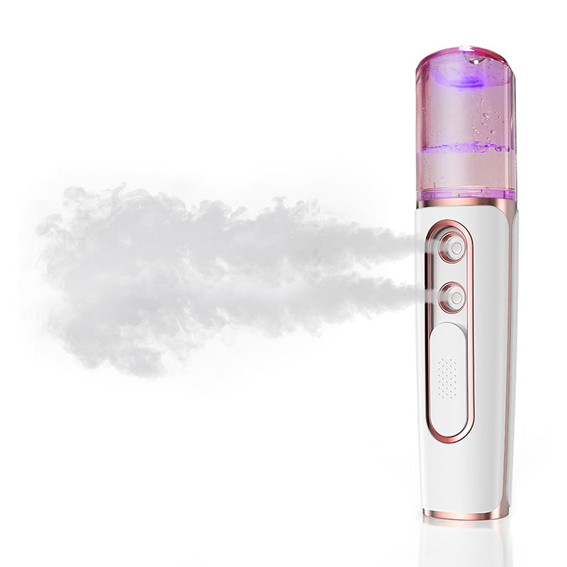 White Dual Nozzle Nano Facial Mister - USB Rechargeable Hydrating Spray