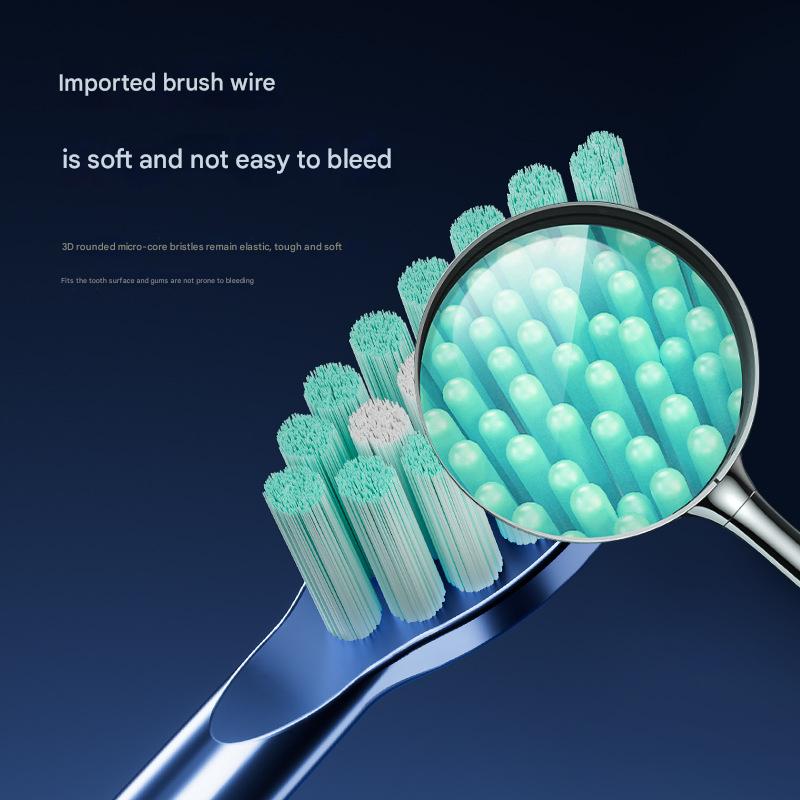 Advanced Sonic Toothbrush: 5 Cleaning Modes, 2-Min Timer, USB Fast Charge, Purple 4 brush heads