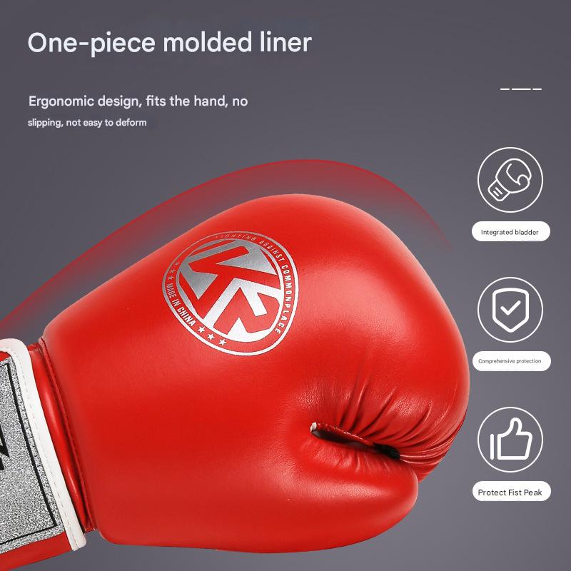 Blue And Silver Durable 10oz PU Leather Boxing Gloves - Padded & Ventilated for Training
