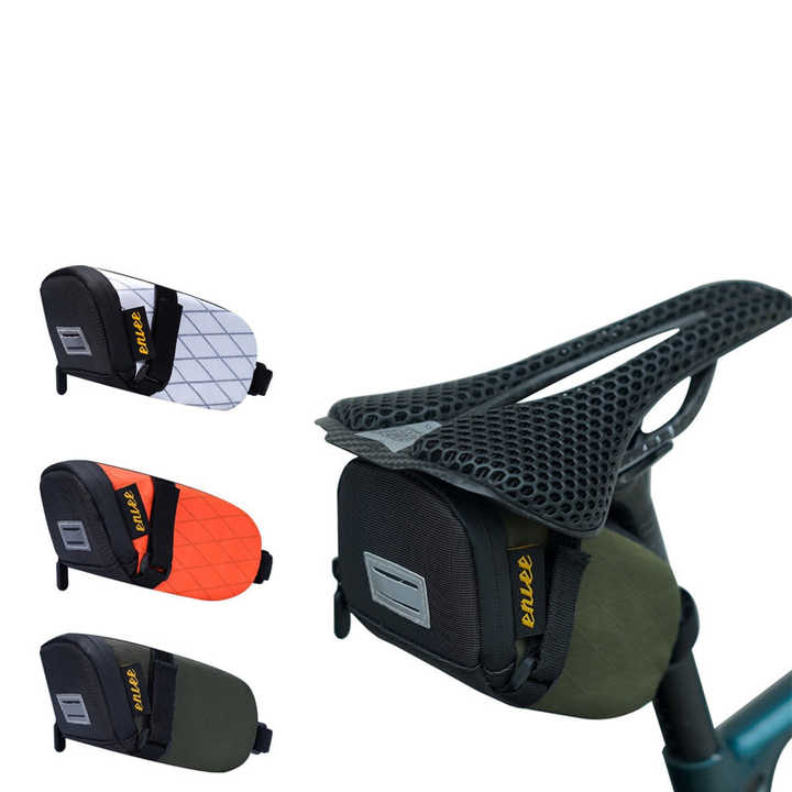 White And Black Water-Resistant Bicycle Saddle Bag - 1.3L Reflective Seat Pack for Road & Mountain Bikes