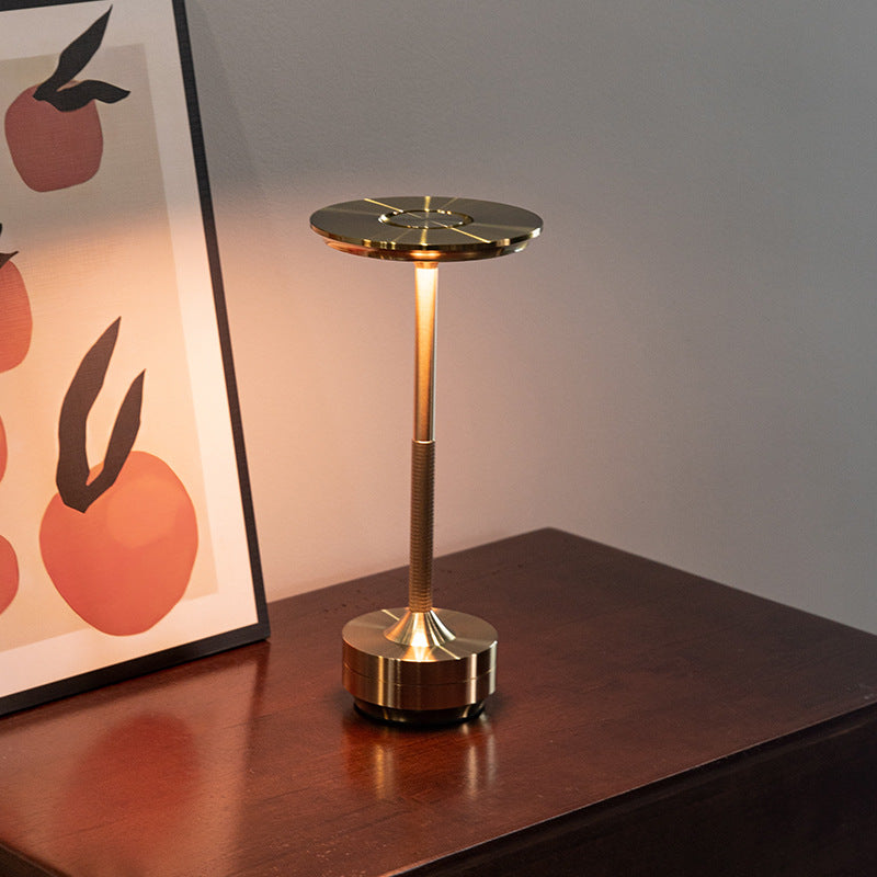 Black Elegant Aluminum Alloy Rechargeable LED Touch Lamp - 3-Color Dimmable Cordless Table Light