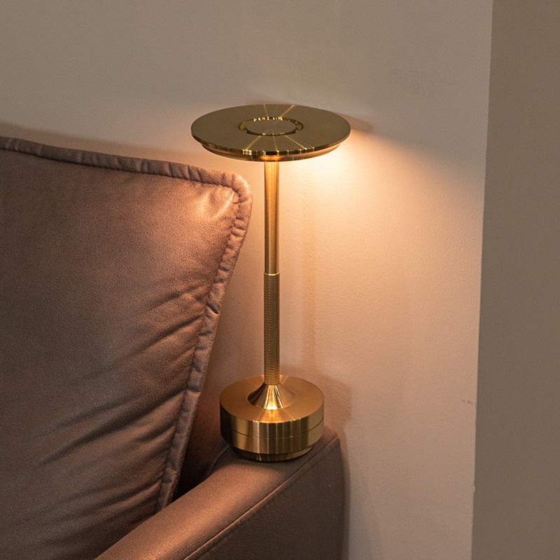Black Elegant Aluminum Alloy Rechargeable LED Touch Lamp - 3-Color Dimmable Cordless Table Light