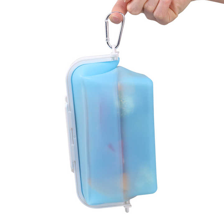 2 Pcs Blue Collapsible Silicone Food Storage Container - Microwave & Freezer Safe Lunch Box