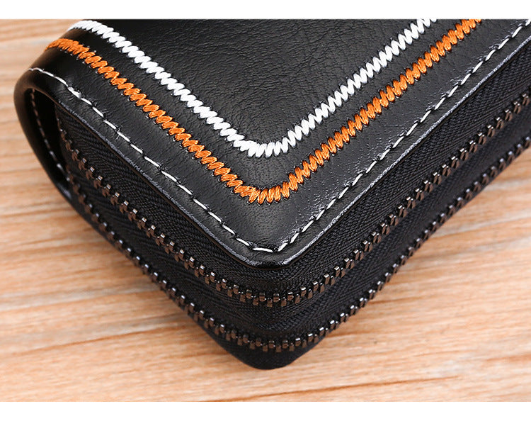 Brown Premium Genuine Leather Double Zipper Key Case - Car & House Key Organizer Pouch
