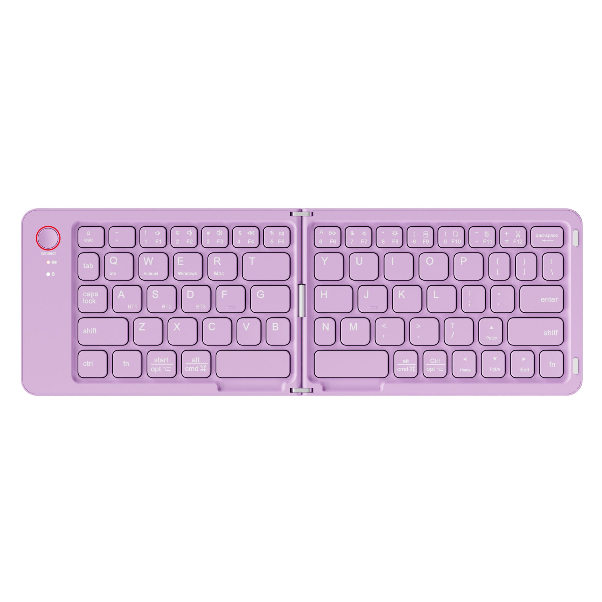 Purple Ultra-Slim Foldable Bluetooth Keyboard - Portable Wireless Rechargeable Travel Keyboard for iOS Android Windows Devices