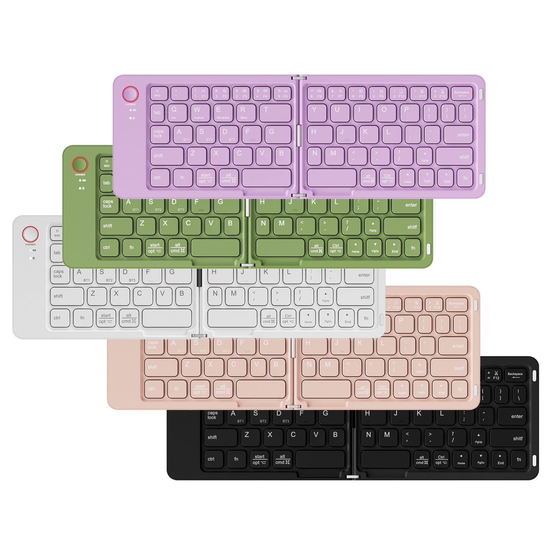 Purple Ultra-Slim Foldable Bluetooth Keyboard - Portable Wireless Rechargeable Travel Keyboard for iOS Android Windows Devices