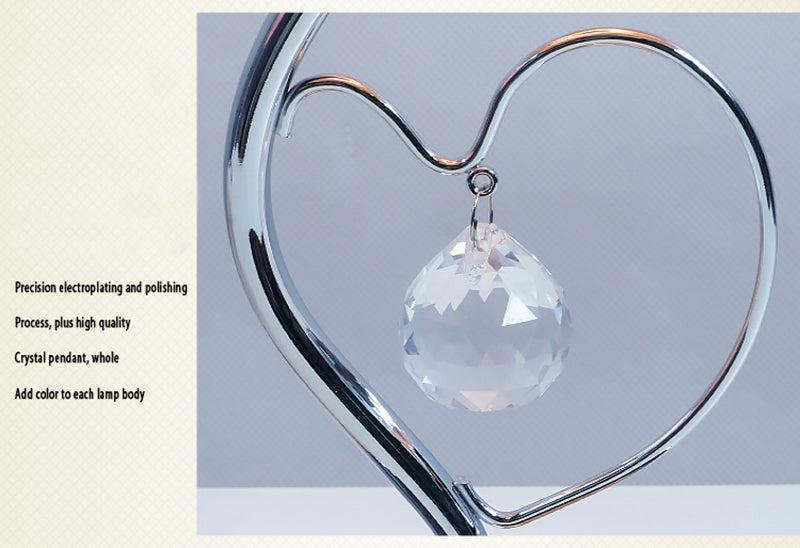 Yellow Roses And Silver Base Romantic Red Rose Flower Table Lamp - Crystal Heart Accent Bedside Night Light