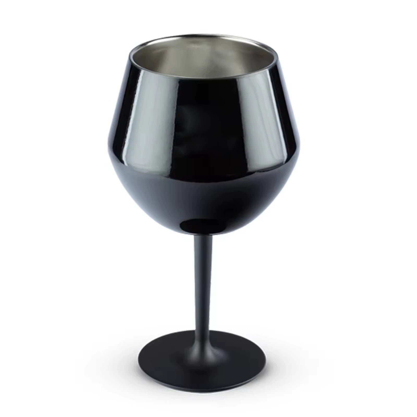 2 Pcs Black Detachable Stainless Steel Wine Glass - 14oz 420ml Portable Stemmed Goblet for Outdoors & Travel