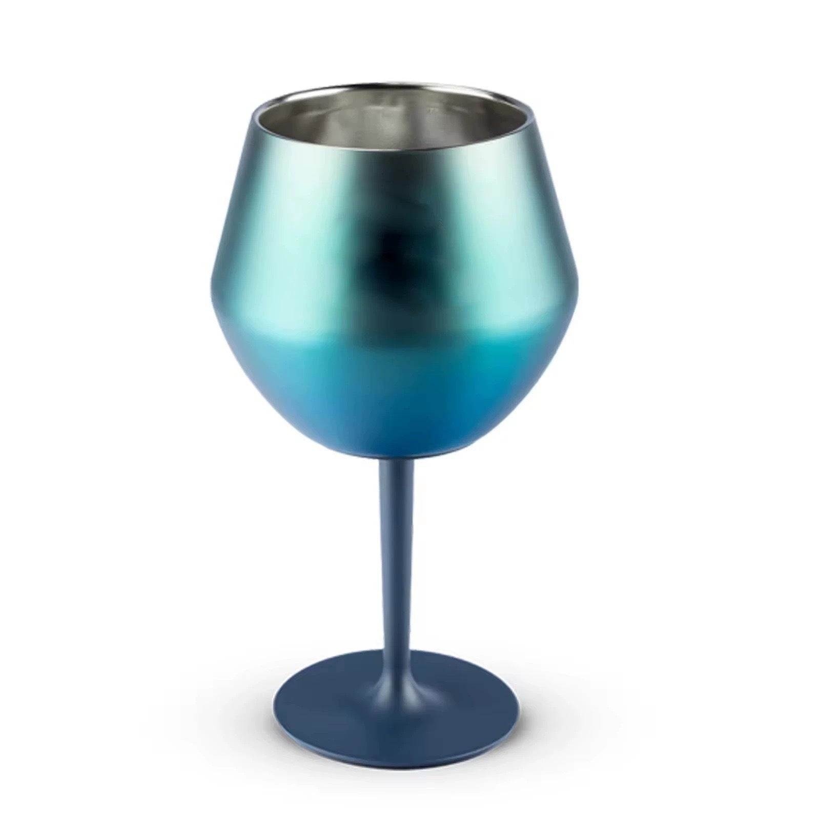 2 Pcs Blue Detachable Stainless Steel Wine Glass - 14oz 420ml Portable Stemmed Goblet for Outdoors & Travel