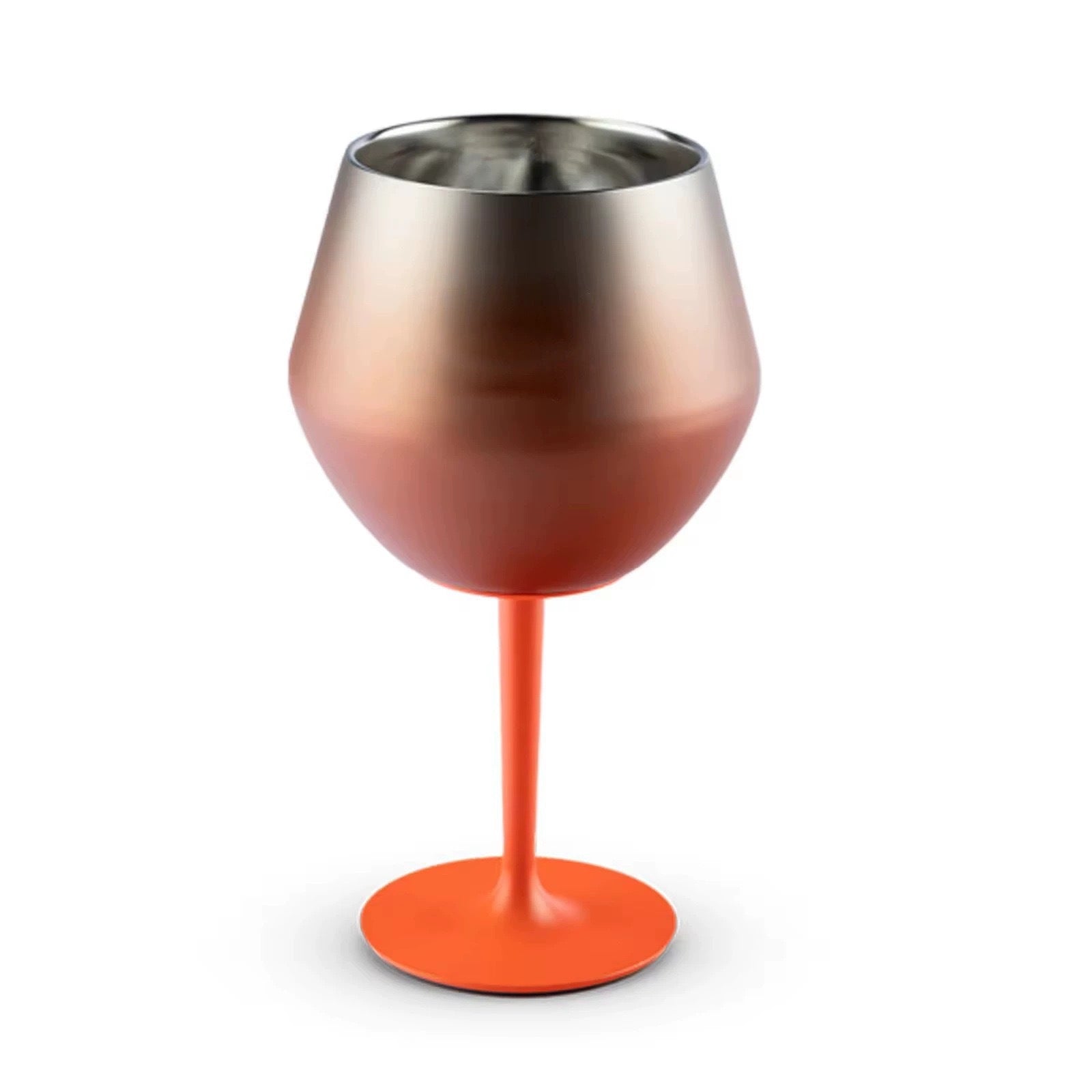 2 Pcs Orange Detachable Stainless Steel Wine Glass - 14oz 420ml Portable Stemmed Goblet for Outdoors & Travel