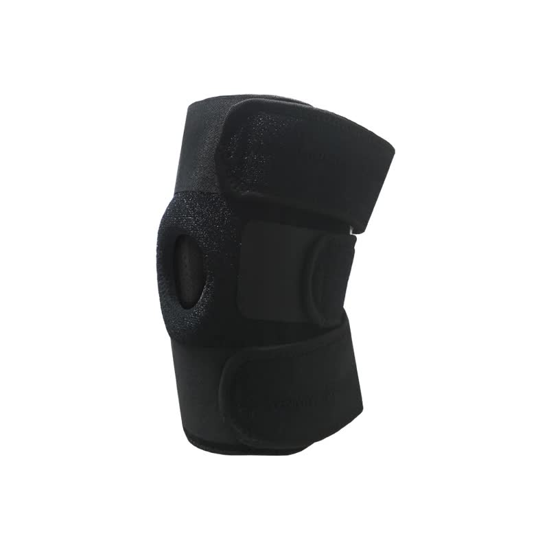 Black Adjustable Knee Brace Support Pair with Dual Spring Stabilizers & Patella Gel Pad - Non-Slip for Sports Running Hiking