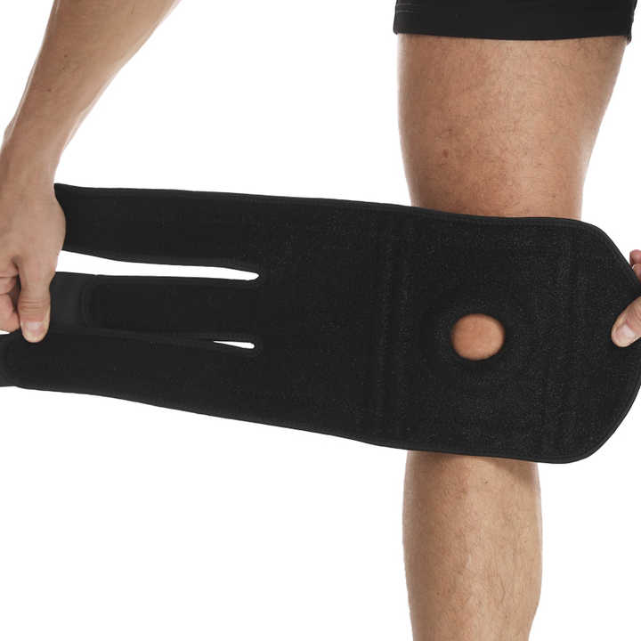 Black Adjustable Knee Brace Support Pair with Dual Spring Stabilizers & Patella Gel Pad - Non-Slip for Sports Running Hiking