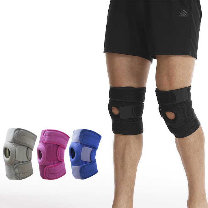 Pink Adjustable Knee Brace Support Pair with Dual Spring Stabilizers & Patella Gel Pad - Non-Slip for Sports Running Hiking