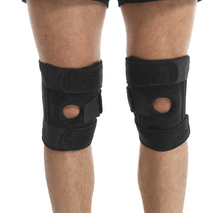 Pink Adjustable Knee Brace Support Pair with Dual Spring Stabilizers & Patella Gel Pad - Non-Slip for Sports Running Hiking