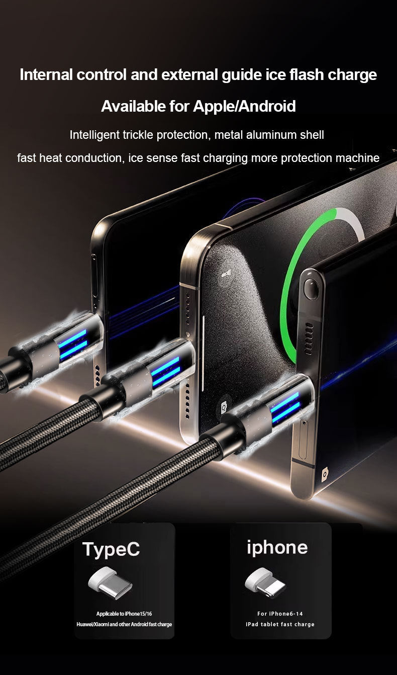 2 Pcs Black 27W USB-C to Fast Charging Cable with Smart LED Indicator - Braided Cord for iPhone & iPad