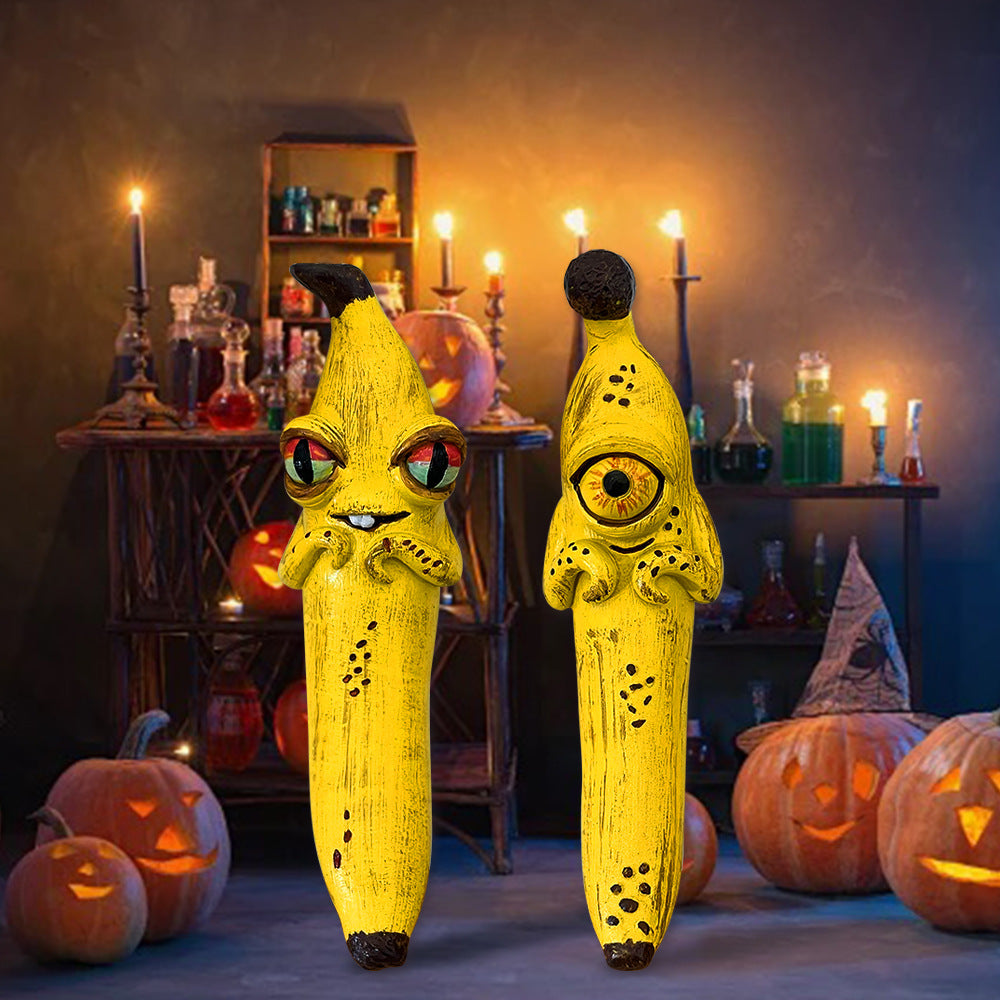 3 Pcs Style 3 Yellow Whimsical Magic Banana Monster Figurine - Quirky Resin Art Decor for Home & Party