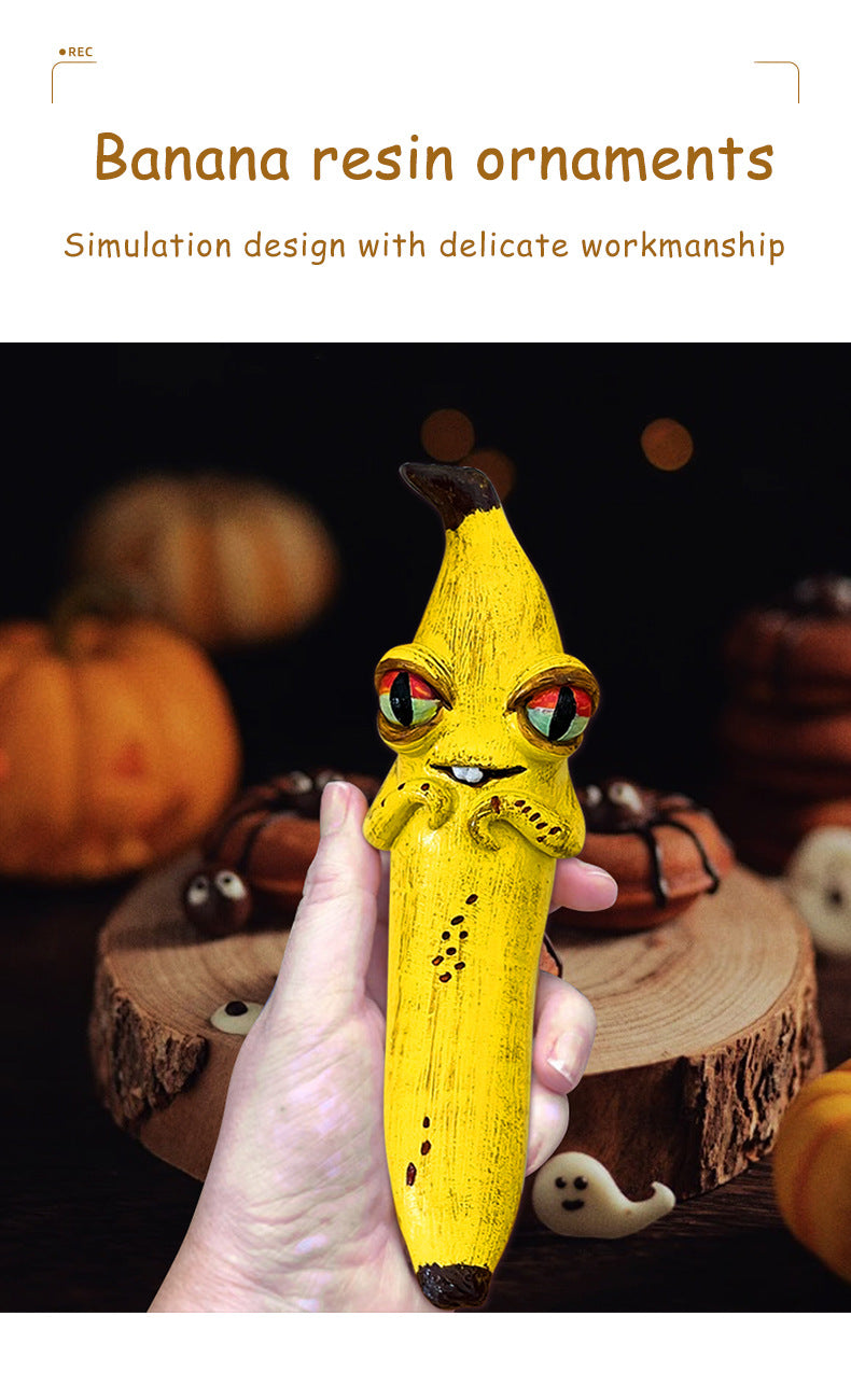 3 Pcs Style 3 Yellow Whimsical Magic Banana Monster Figurine - Quirky Resin Art Decor for Home & Party