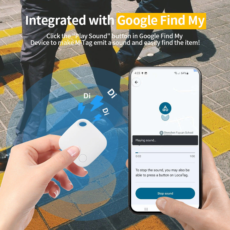 Yellow Smart Item Locator Tag for Android - Google Find My Device Compatible, Anti-Lost Tracker