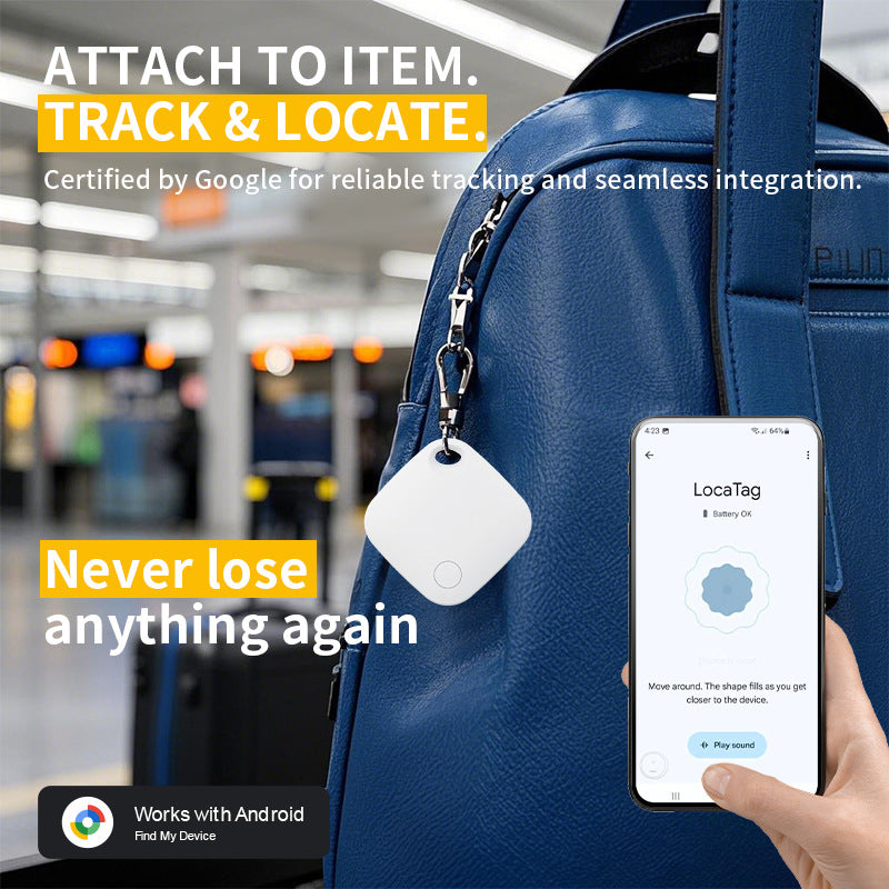 Yellow Smart Item Locator Tag for Android - Google Find My Device Compatible, Anti-Lost Tracker