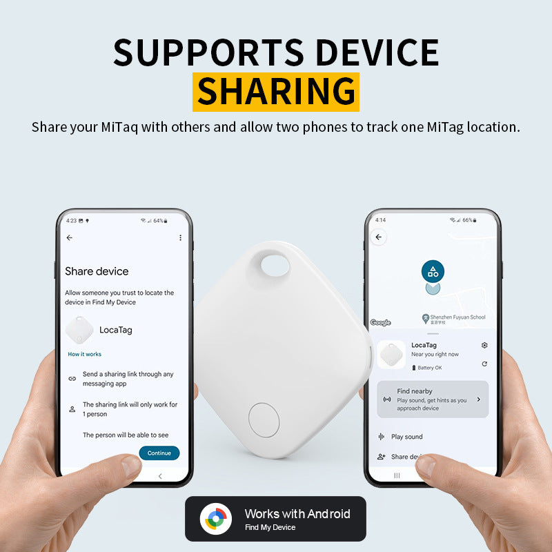 Yellow Smart Item Locator Tag for Android - Google Find My Device Compatible, Anti-Lost Tracker