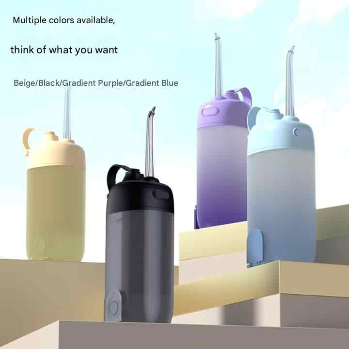 Yellow Compact Telescopic Water Flosser - USB Rechargeable Oral Irrigator, 3 Modes, 4 Nozzles for Travel & Home