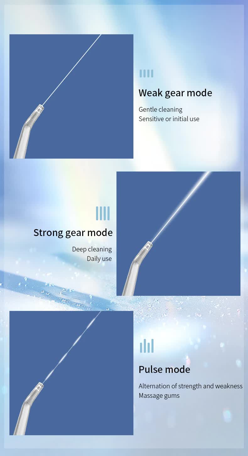 Pink And Blue Smart Telescopic Portable Water Flosser - USB Rechargeable Oral Irrigator, IPX7 Waterproof, 3 Modes & 4 Nozzles