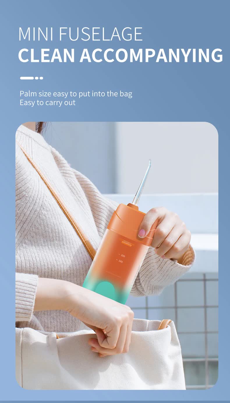 Pink And Blue Smart Telescopic Portable Water Flosser - USB Rechargeable Oral Irrigator, IPX7 Waterproof, 3 Modes & 4 Nozzles