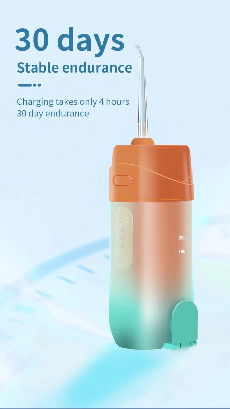 Green Smart Telescopic Portable Water Flosser - USB Rechargeable Oral Irrigator, IPX7 Waterproof, 3 Modes & 4 Nozzles