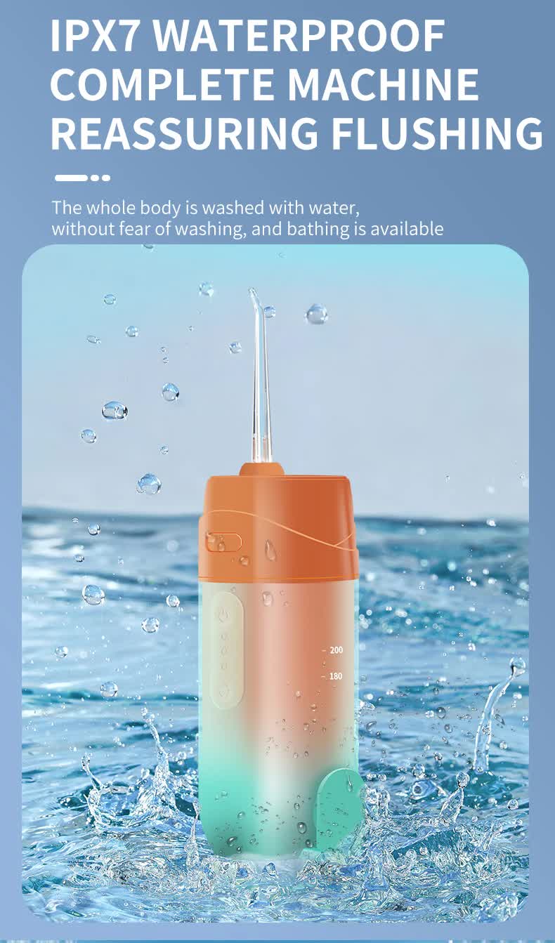 Green Smart Telescopic Portable Water Flosser - USB Rechargeable Oral Irrigator, IPX7 Waterproof, 3 Modes & 4 Nozzles