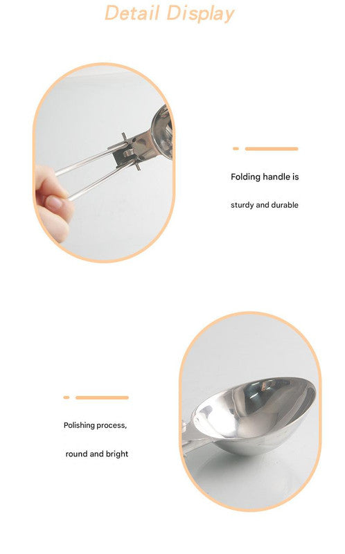 Silver Premium 304 Stainless Steel Folding Camping Utensil Set - Spatula & Deep Spoon Combo for Outdoor Cooking