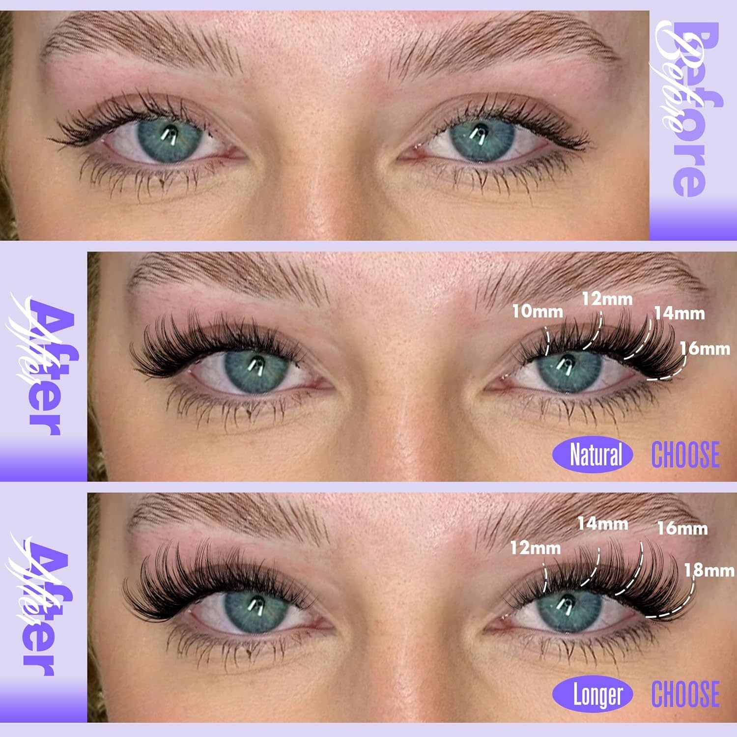 3 Pcs Black Stunning DIY Cluster Eyelash Extension Kit - 3 Trays, Mixed Lengths 10-18mm Soft Vegan Wispy Lashes for Custom Volume