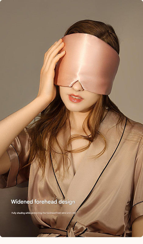 Blue Luxury 19 Momme Mulberry Silk Sleep Mask - Total Blackout Comfort, Wide Design & Adjustable Strap