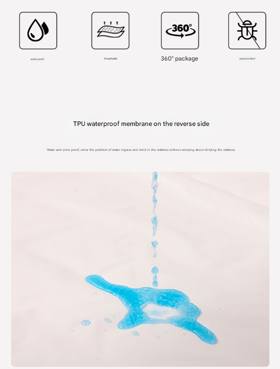Light Blue Queen Size Waterproof Fitted Mattress Protector - Soft & Breathable Bed Cover, Hypoallergenic, Deep Pocket 152x190x30cm