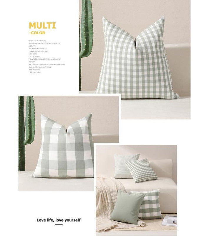 Green Solid Color Set of 2 Decorative Cushion Covers - 45x45cm, Soft Polyester Inserts Not Included