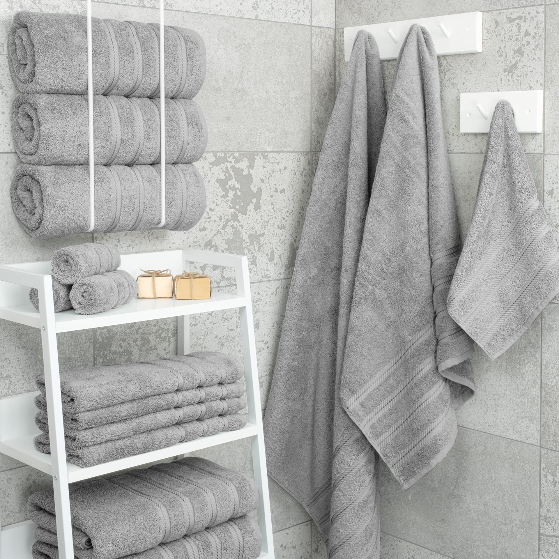 Light Blue Luxury 6-Piece Combed Cotton Towel Bale Set - Ultra Soft & Absorbent Bath, Hand, Face Towels