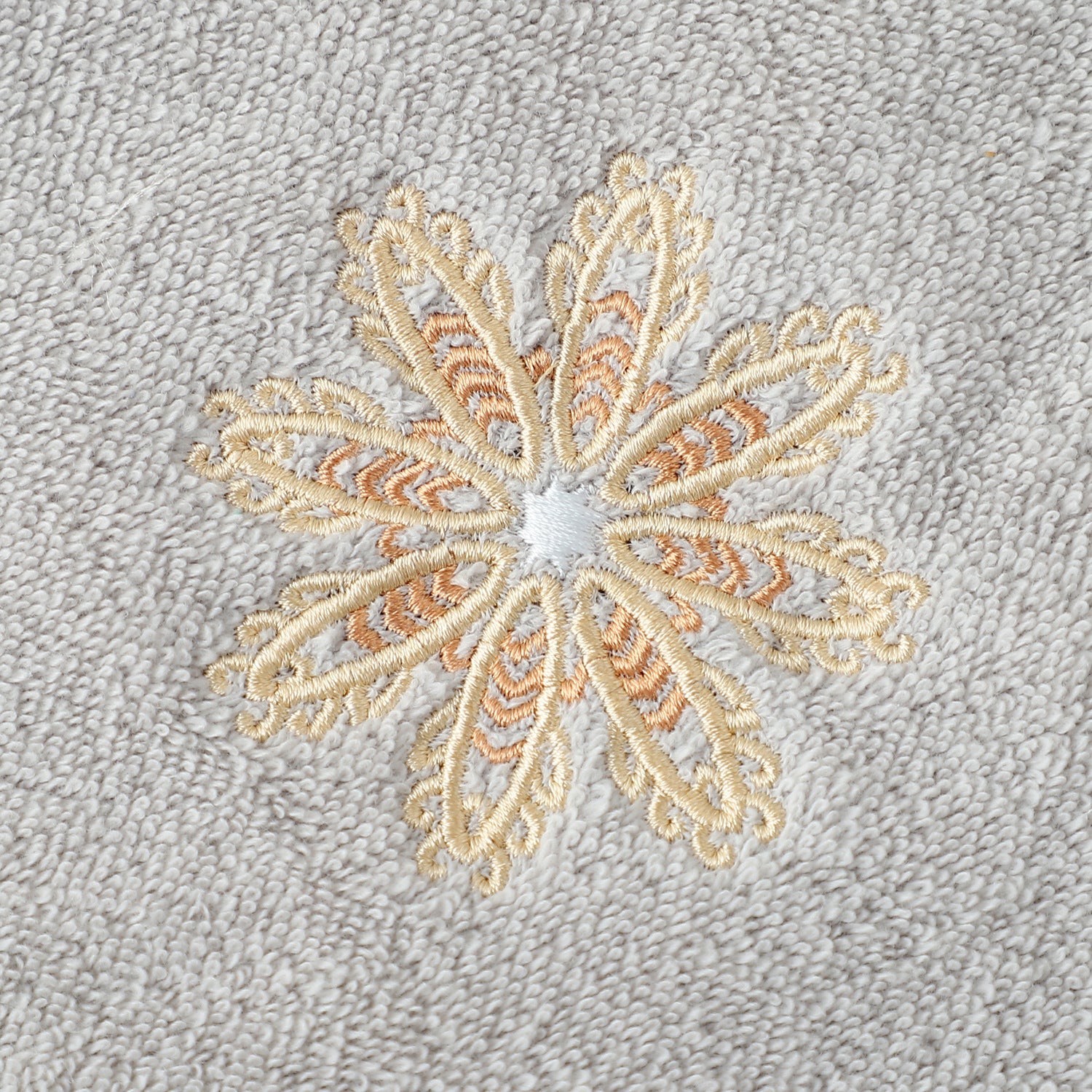 White 4-Pack Elegant Green Floral Embroidered Cotton Hand Towels - Ultra Soft & Absorbent