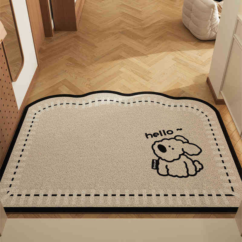 Long-eared Dog Set of 2 Cartoon PVC Coil Entrance Mats - Non-Slip Dirt Trapping Door Mats 50x80cm