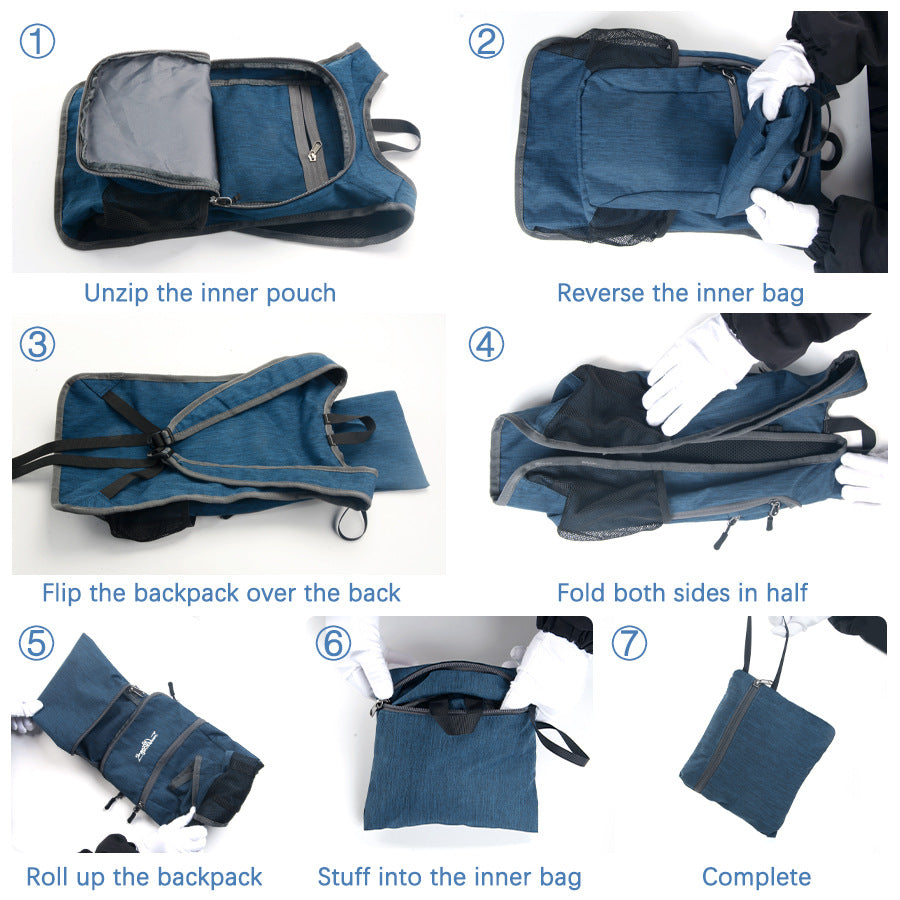Grey Ultra Lightweight Packable Backpack - Foldable Daypack for Hiking & Travel