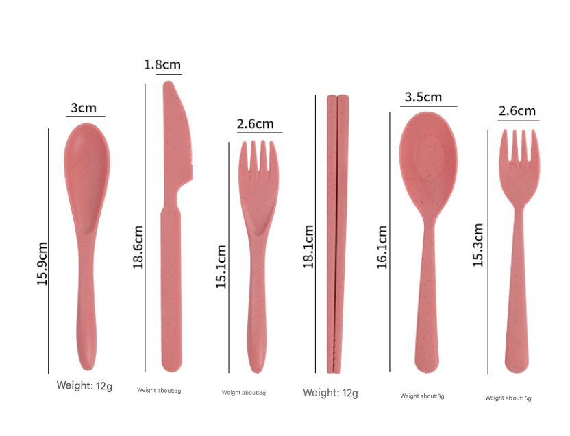 White Durable Eco-Friendly Wheat Straw Dinnerware Set - 24 Pieces with Plates, Bowls, Cups & Cutlery
