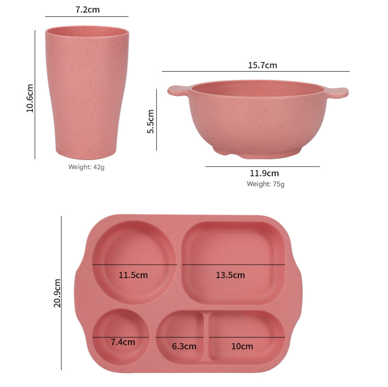 Dark Grey Durable Eco-Friendly Wheat Straw Dinnerware Set - 24 Pieces with Plates, Bowls, Cups & Cutlery