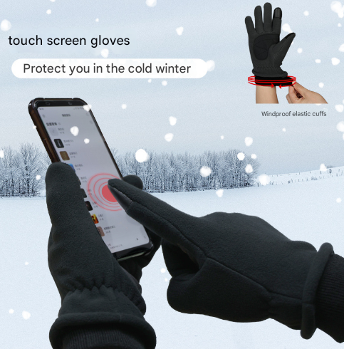 M Red Warm Windproof Touchscreen Gloves - Anti-Slip Grip for Winter Cycling & Outdoor Sports