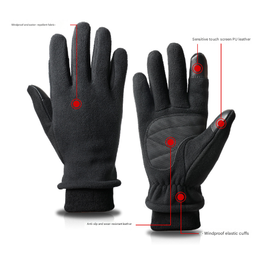 L Pink Warm Windproof Touchscreen Gloves - Anti-Slip Grip for Winter Cycling & Outdoor Sports